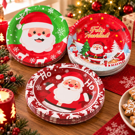 Exclusivo Tienda en linea 💥💎Set de 10 Platos Navideños Desechables (Un solo diseño)