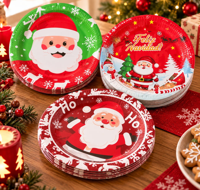 Exclusivo Tienda en linea 💥💎Set de 10 Platos Navideños Desechables (Un solo diseño)