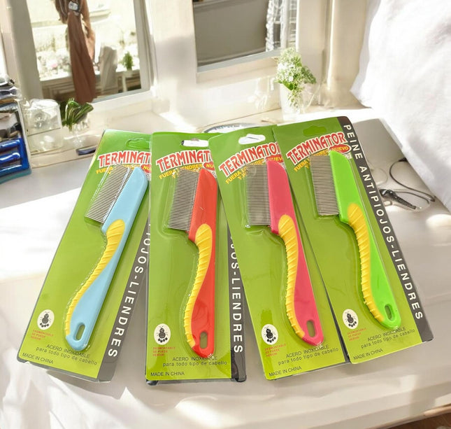 12 Peine Liendrera Con Mango de Colores $9.9 c/u