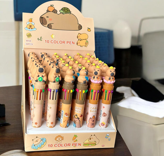 36 Lapiceros Multitintas Labubus/Capibaras Figuras $10.5 c/u