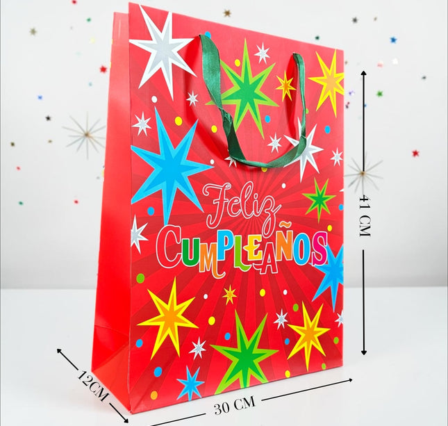 12 Maxi Bolsa para Regalo Feliz Cumpleaños 41cm*30cm*12cm $16 c/u
