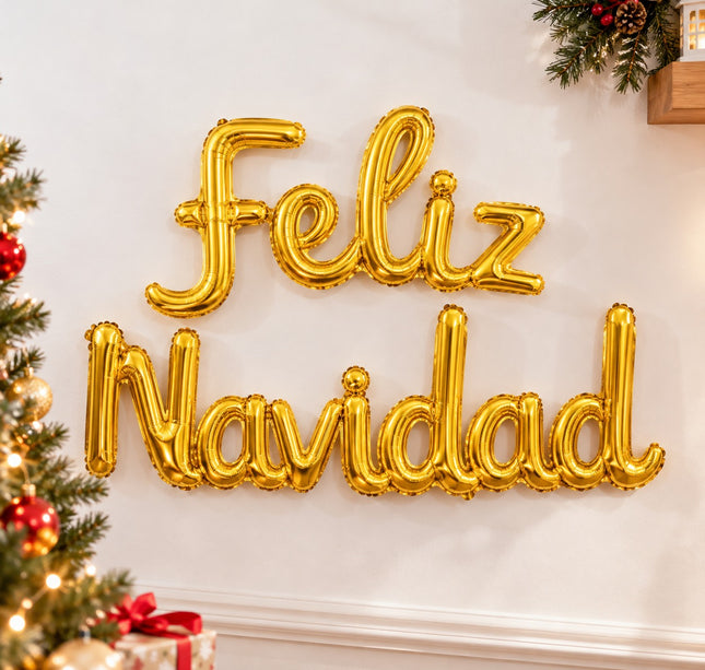 Exclusivo Tienda en linea 💥💎Globo Letrero Metálico Dorado “Feliz Navidad”