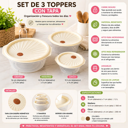 Exclusivo Tienda en linea 💥💎 Set 3 Toppers para Cocina con Tapa