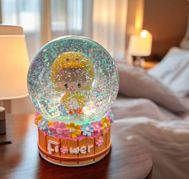 Bola de Cristal Flores con Luz