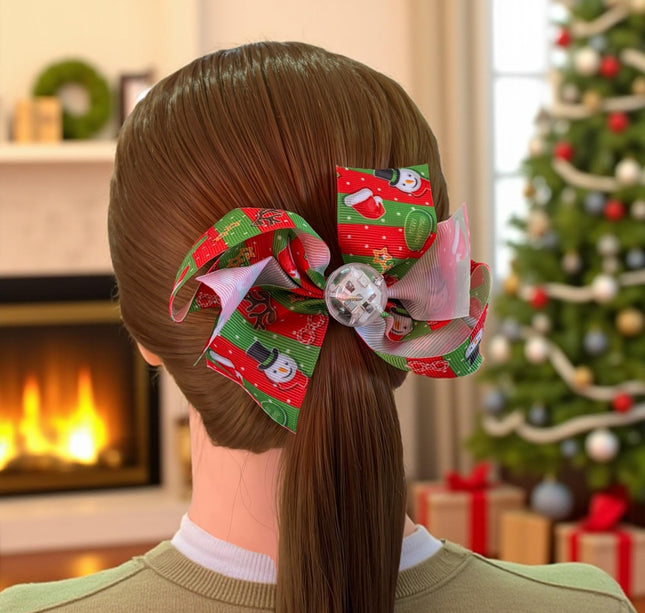 12 Moños Navideños Estampados con Luz $7.9 c/u