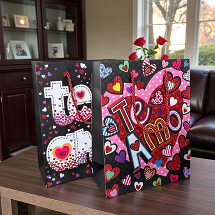 12 Bolsas Te quiero mucho Diamantadas "San Valentin" $13 c/u