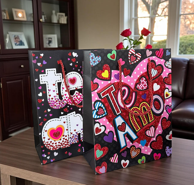 12 Bolsas Te quiero mucho Diamantadas "San Valentin" $13 c/u