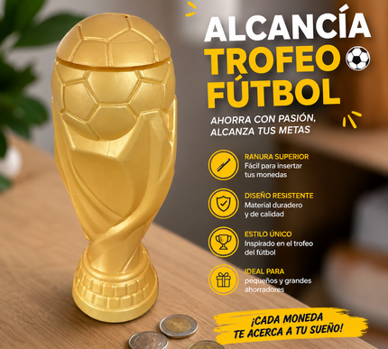 2 Alcancia "Copa Mundial" Dorada $35 c/u