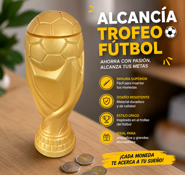 2 Alcancia "Copa Mundial" Dorada $35 c/u