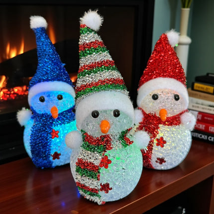 6 Muñeco de Nieve Navideño con luces y Gorro  $25 c/u