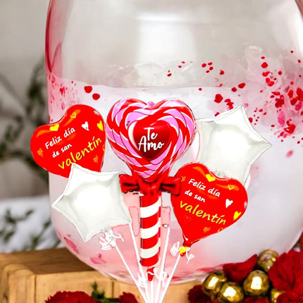 12 Sets de 5 Globos "San Valentin" de Figuras $23 c/u