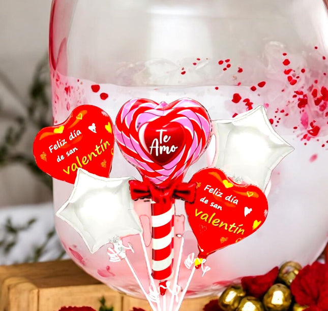 12 Sets de 5 Globos "San Valentin" de Figuras $23 c/u