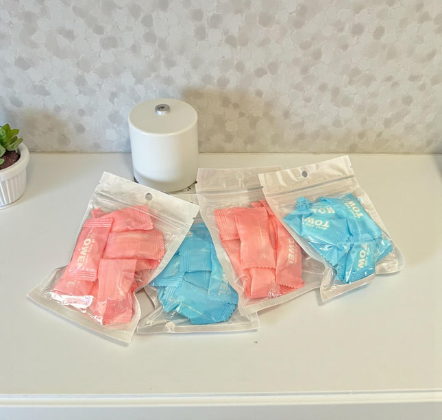 12 Sets Toallitas Comprimida (cada Set contiene 10 pastillas) $9.9 c/Set