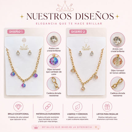12 Sets aretes y collares pedrería $6.12 c/u