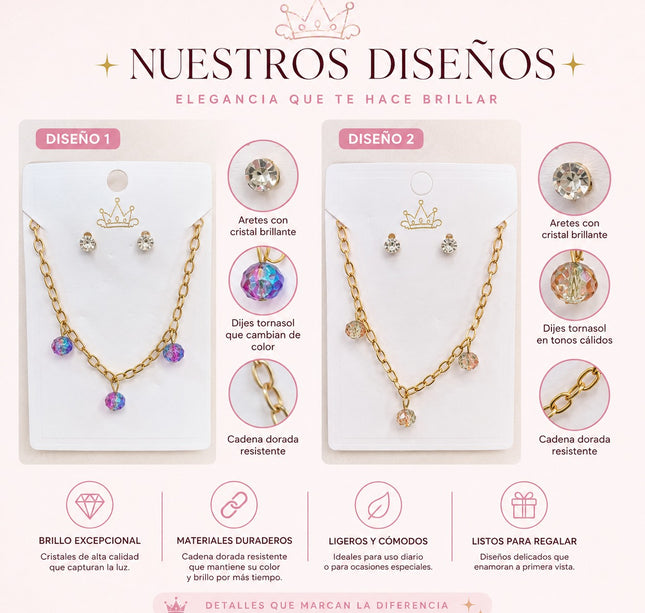 12 Sets aretes y collares pedrería $6.12 c/u