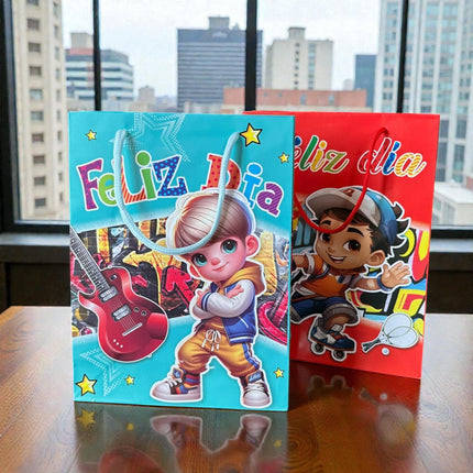 12 Bolsas para Regalo "Feliz Dia" $5.9 c/u