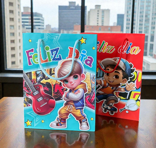 12 Bolsas para Regalo "Feliz Dia" $5.9 c/u