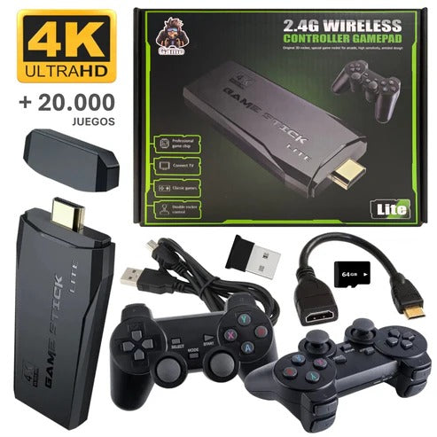 Consola Game Stick 4K Lite + 2 Controles Inalámbricos