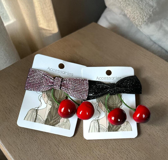 12 Moños Pedreria con Cerezas $9 c/u