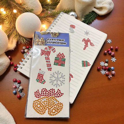 12 Sticker Navideños Pedreria Figuras $9.75 c/u