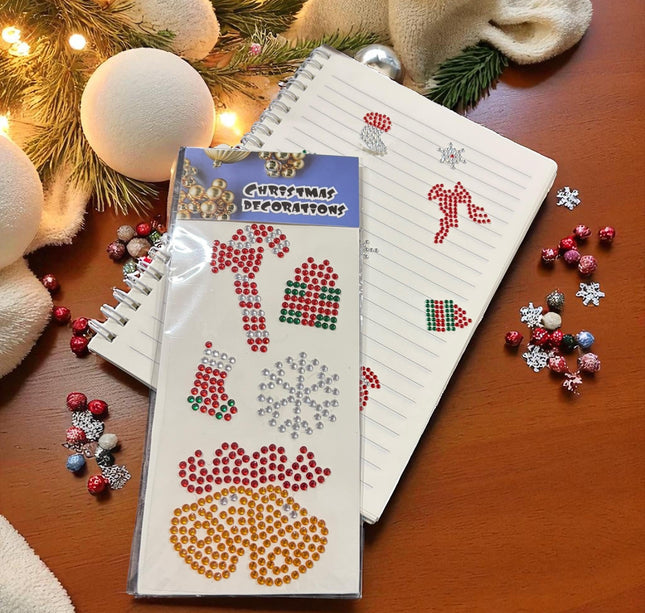 12 Sticker Navideños Pedreria Figuras $9.75 c/u