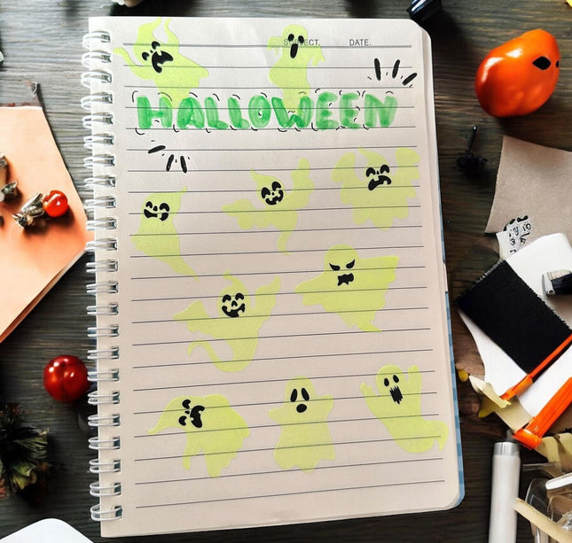 12 Stickers Fantasmas Halloween Fluorecentes $5.5 c/u
