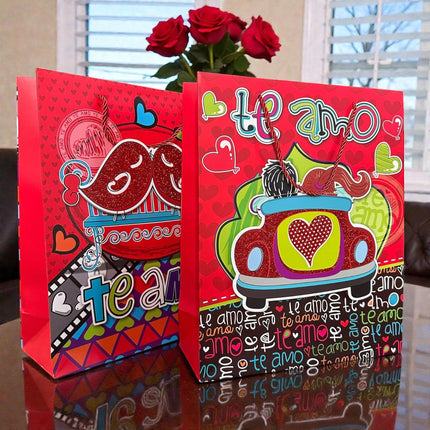 12 Bolsas para Regalo G 3D "San Valentin" $16.5 c/u