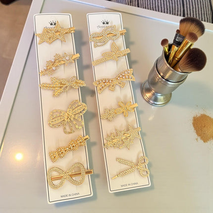 12 Pasadores Dorados con Pedrer Figuras $4.8 c/u