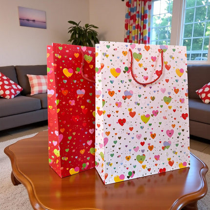 12 Bolsas de Regalo Corazones "San Valentin" Medianas $16.5 c/u