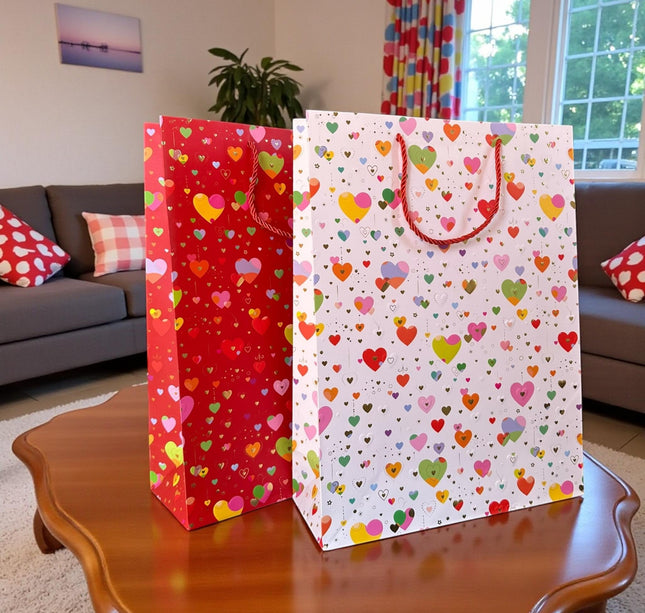 12 Bolsas de Regalo Corazones "San Valentin" Medianas $16.5 c/u