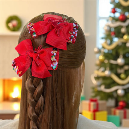 12 Pares de Moñitos Navideños Reno Deorados $8.8 c/u