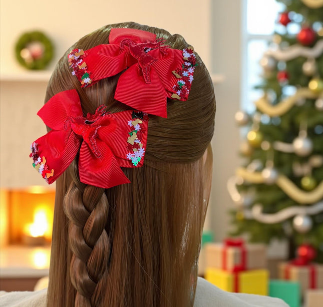 12 Pares de Moñitos Navideños Reno Deorados $8.8 c/u