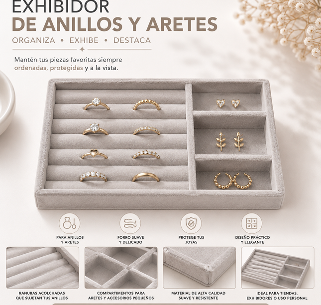 Exclusivo Tienda en linea 💥💎Exhibidor de Anillos y Aretes Terciopelo
