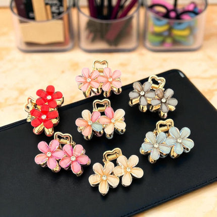 12 Pinzas Flores Doradas con Pedreria Colores $11.5 c/u