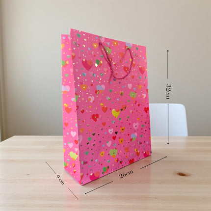 12 Bolsas de Regalo Corazones "San Valentin" Medianas $16.5 c/u