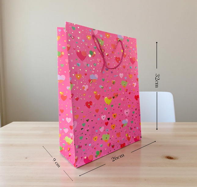 12 Bolsas de Regalo Corazones "San Valentin" Medianas $16.5 c/u