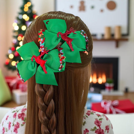 12 Pares de Moñitos Navideños Reno Deorados $8.8 c/u