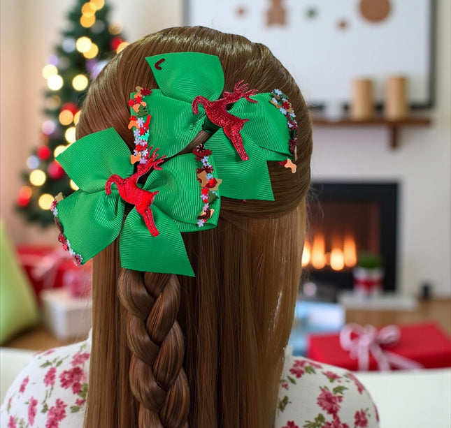 12 Pares de Moñitos Navideños Reno Deorados $8.8 c/u