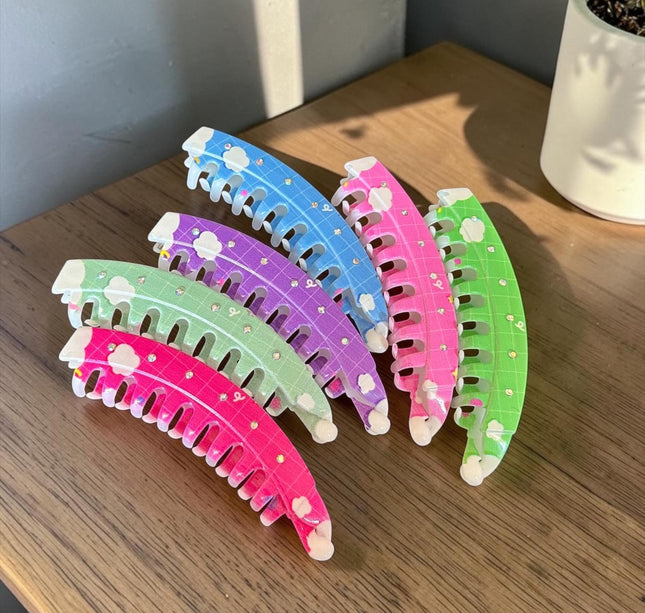 12 Pinzas Bananas con Pedreria Colores $11 c/u