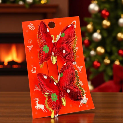 12 Pasadores de mariposa Navideñas $19 c/u