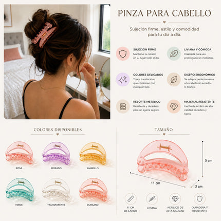 12 Pinzas Grandes Cristalinas para Cabello $6.9 c/u