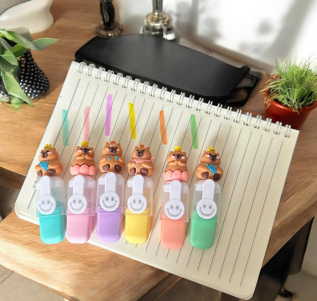 3 Sets de 6 marcatextos Capibaras $45 c/u