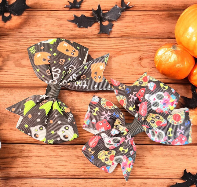 12 Moñitos Halloween Estampados  $6 c/u