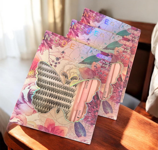 3 Sets Extenciones de Pestañas  NUDE con Pinzas y Pegamentos $50 c/u