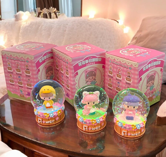 Bola de Cristal Flores con Luz