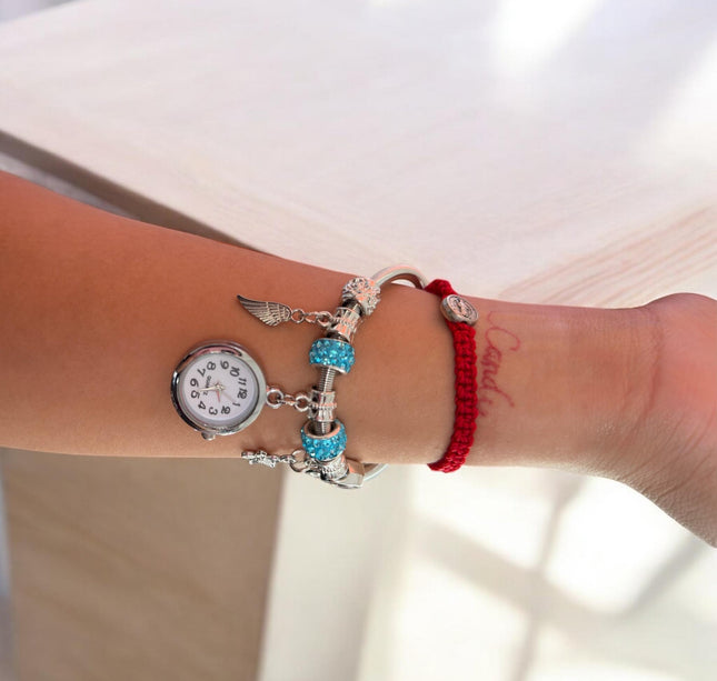 12 Pulseras Con Reloj y Dijes  Tipo Pandora  $39 c/u