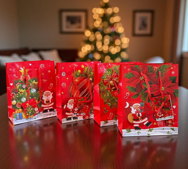 12 Bolsas Regalo Navidad 15X12X6 cm $3.45 c/u