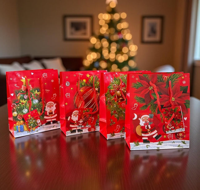 12 Bolsas Regalo Navidad 15X12X6 cm $3.45 c/u