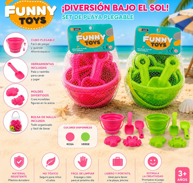 Exclusivo Tienda en linea 💥💎2 Juguetes para Playa Cubeta Expandible Pala y Figuras $78 c/u