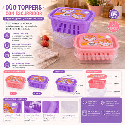 Dúos Toppers con Colador Colores